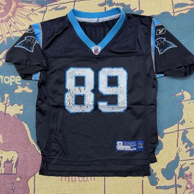 Camiseta de fútbol americano juvenil grande negra azul NFL Reebok Steve Smith de Carolina Panthers Foto 1 de 4