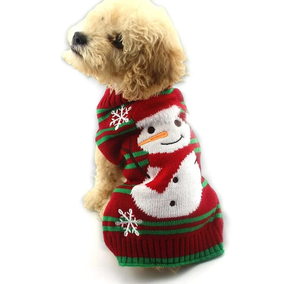 DELIFUR Dog Christmas Sweater Xmas Snowman Sweater