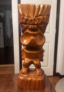 Vintage Milo Holz Tiki Statue Hawaiianer handgeschnitzt 13,5" Made in Hawaii selten - Bild 1 von 7