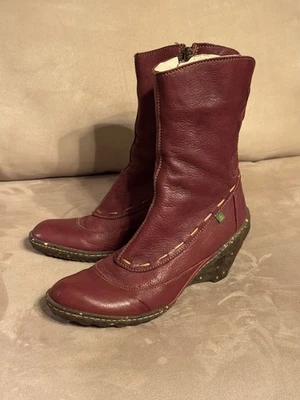 El Naturalists Leather Women’s Boots Red Size 39 Zip Closure Mid Calf - Image 1 of 4