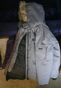 Versace Italia V 1969 Gray Jacket with Faux Fur Hood Size M - Picture 1 of 5