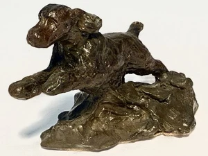 Vintage Bronze Sculpture of A Dog In Motion Signed has Makers Mark - Picture 1 of 12