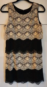 Jessica Simpson Lace Ivory & Black Dress Size 6 Lined Sleeveless - Picture 1 of 10