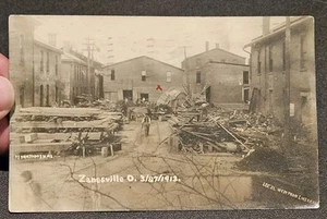 1913 Zanesville Ohio Flood RPPC Real Photo Postcard 3/27/1913 - Picture 1 of 7