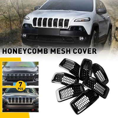 7X Black Front Bumper Honeycomb Mesh Grill Inserts for Jeep Cherokee 2014-2018 - Image 1 of 4