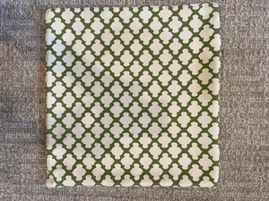 POTTERY BARN Throw Pillow Sham ONLY White Green Abstract Print 17x18 Zip Cover - Picture 1 of 8