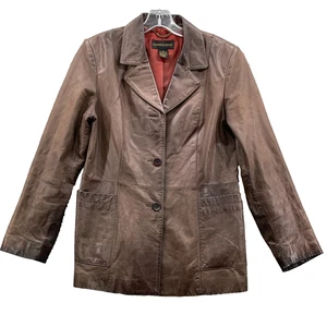Classiques Entier Leather Jacket Women Medium Brown Corpcore Moto 90s Streetwear - Picture 1 of 10