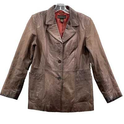 Classiques Entier Leather Jacket Women Medium Brown Corpcore Moto 90s Streetwear - Image 1 of 4