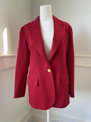 Charter Club feminino lã vermelha pequena com botões dourados tamanho 4 - Imagem 1 de 4