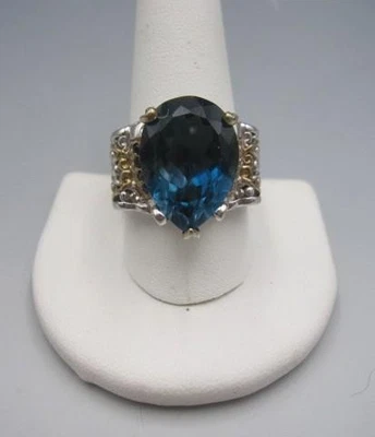 Gems En Vogue Sterling & London Blautopas Birnenschliff Cocktail Ring Größe 10,75 - Bild 1 von 4
