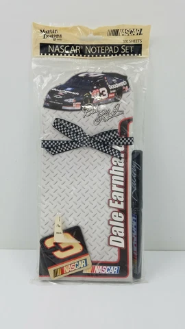 NASCAR Dale Earnhardt Sr. notepad set 100 sheets, pen and magnet NOS Free Ship Cover