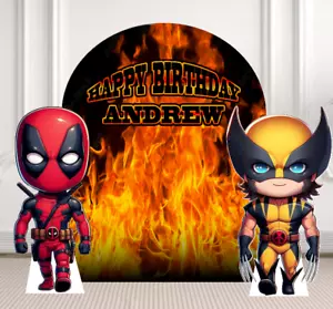 Sfondo Deadpool & Wolverine, ritaglio Deadpool e ritaglio Wolverine, decorazione festa - Foto 1 di 1