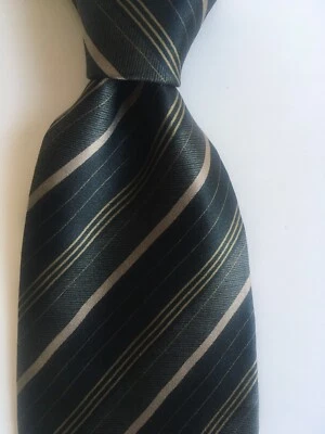 giorgio armani cravatte tie brown beige stripes 100% silk italy necktie pa1195 - Image 1 of 4
