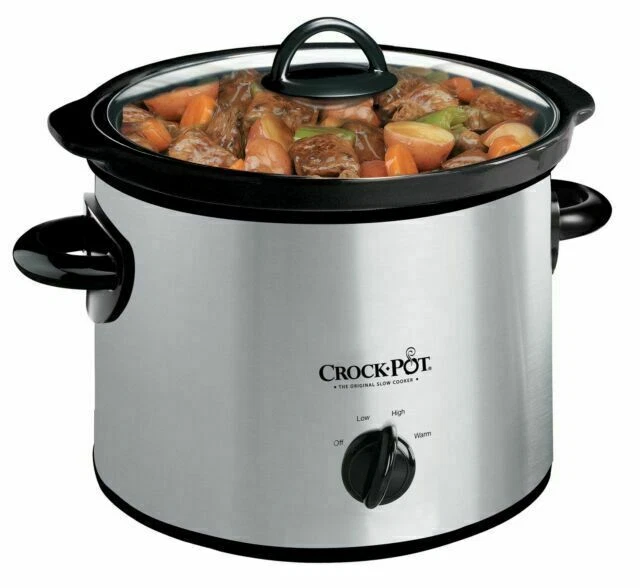 Crock-Pot SCR300-SS Stainless Steel 3-Quart Round Manual Slow Cooker - Black/ Gray