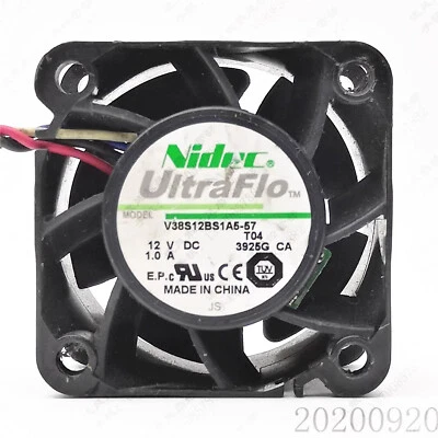 NIDEC 4028 12V 1A V38S12BS1A5-57 4CM 4-pin server power supply cooling fan - Image 1 of 4