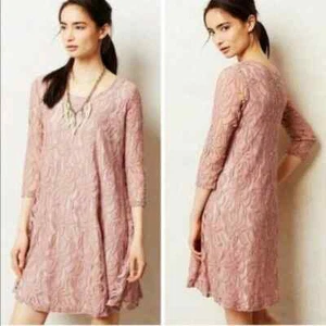 Anthropologie Puella Blush Lace Swing Trapeze Dress - Picture 1 of 4