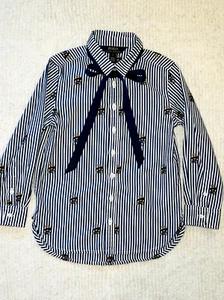 Kids Fashion - POLO RALPH LAUREN - Girls Top with Navy Bow (Size 5) Nearly New - Picture 1 of 5