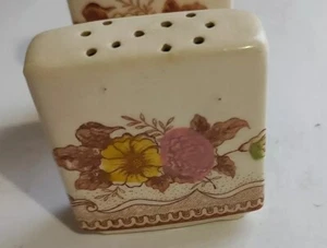 Vintage Salt & Pepper Shakers Rectangle Shape with Floral Design from Japan - Picture 1 of 7