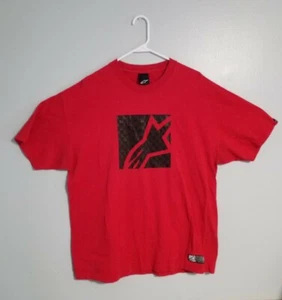 Vintage Alpine Stars Motorcycle Gear Checkered Logo T Shirt Men XL Red - Picture 1 of 5