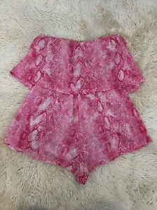 Gab & Kate Off Shoulder weiß rosa Strampler Shorts gefüttert Gr. Large wunderschön - Bild 1 von 14