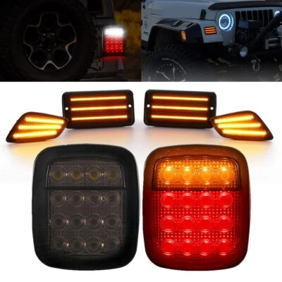 Luces traseras LED + marcador lateral de guardabarros lámpara de señal de giro para Jeep Wrangler TJ 97-06 Foto 1 de 4