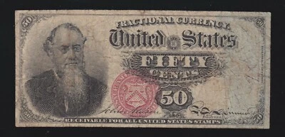 US 50c Fractional Currency Note Stanton 4th Issue FR 1376 F-VF (004) - Image 1 of 2