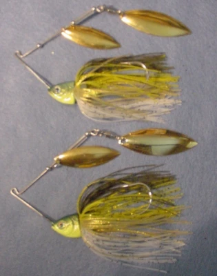 R&S BAITS Lot of 2 Pro Assassinator 3/8 oz Spinnerbait DWG-EGT Elite Golden Tiger