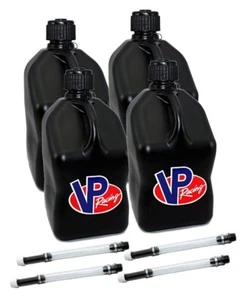 VP Racing Black Square Fuel Jug Gas Can 4 Pack + 4 Fill Hoses 4x4 Racing NHRA - Bild 1 von 1