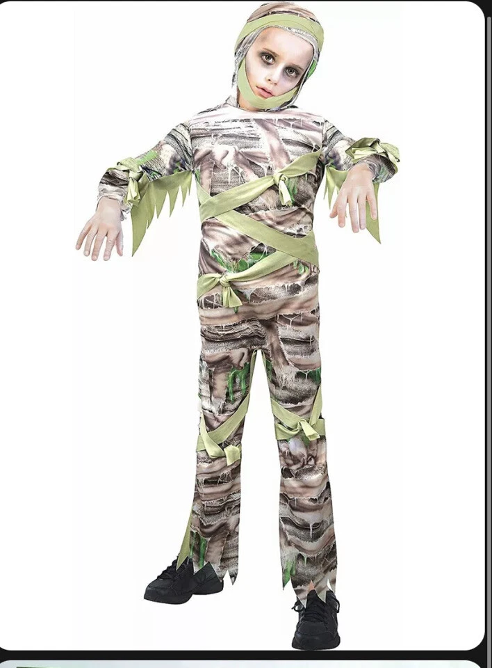 Slimy мумия нежить египетский с капюшоном платье вверх Хэллоуин детский костюм средний 8-10 - Изображение 1 из 2