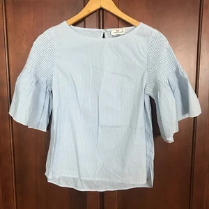 Vineyard Vines Blue White Striped Belled Sleeve Blouse Size XS Made in Italy - Picture 1 of 7