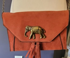 Rusty Brown Suede Leather "Elephant" Purse - Picture 1 of 5