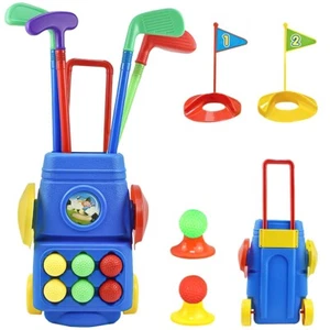 Kinder 4 Golfschläger Set 6 Ball 2 Flagge 2 Übungsloch Kit Koffer Garten Spiel Spielzeug - Bild 1 von 9