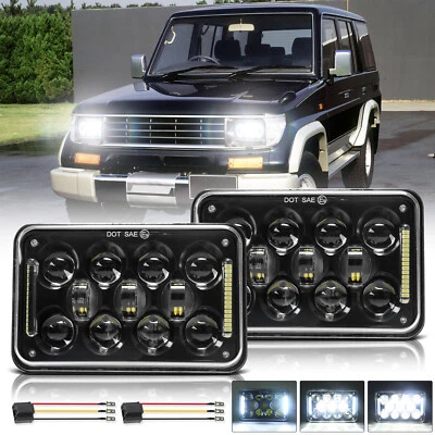 Par de faros LED de 4x6"" para Toyota Land Cruiser 1988 1989 1990 haz DRL alto-bajo Foto 1 de 4