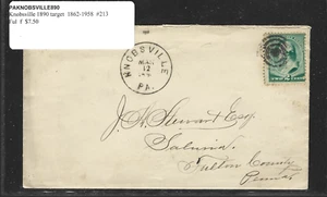 US SCOTT 213 Knobsville PA FANCY CANCEL  ON COVER with Letter dated Mar 11 1890 - Picture 1 of 6