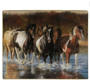 American Heritage Pferde auf Wasserdecke Plüsch Raschel Überwurf Rush Hour 50x60 Zoll - Bild 1 von 13