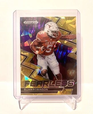 2023 Panini Prizm - Bijan Robinson - Gold Cracked Ice Prizm - #F-21 - Falcons - Image 1 of 2