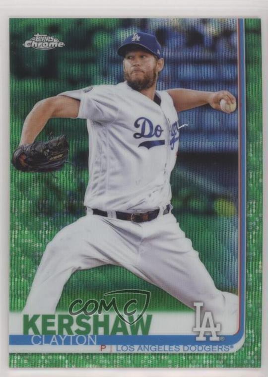 2019 Topps Chrome Green Wave Refractor /99 Clayton Kershaw #112