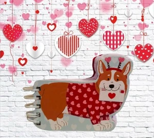 Molly and Rex Dog Corgi Hearts Valentines Notebook 125 Sheets Spiral Bound 5” - Picture 1 of 4