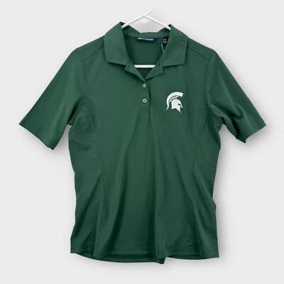 NEW Michigan State Spartans Polo Shirt Womens Medium Green Athletic Cutter Buck - Image 1 of 4