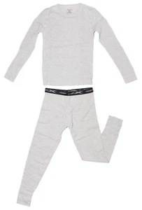 New Medium Gray Hanes X-Temp Boys Thermal Rib Knit Set Includes Top & Bottom - Picture 1 of 7