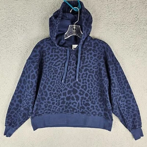Nike Hoodie Women's XS Navy Leopard Print Cropped Training DD6159-410 Drawstring - Picture 1 of 9