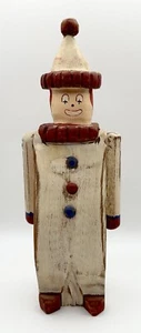 Vintage Circus Clown SIGNED Primitive Folk Art Carved Wood Figure Wolf Creek - Picture 1 of 12