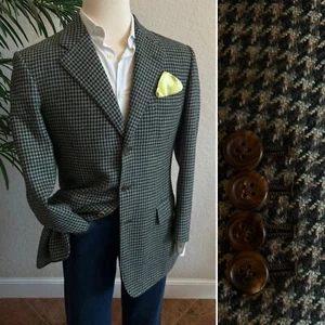 DOMENICO SPANO BLAZER SIZE 40 BESPOKE SPORT COAT CUSTOM SUIT JACKET HOUNDSTOOTH - Picture 1 of 14