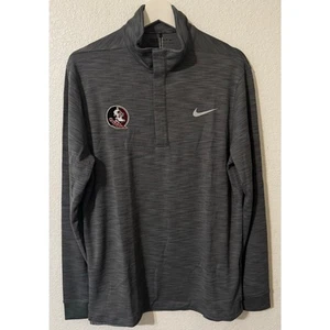 NIKE Men's FSU Florida State Golf 1/4 Zip Long Sleeve Standard Fit Medium Gray - Picture 1 of 11