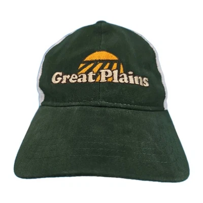 Gorra con logotipo de fabricación Great Plains de colección ajustable con cierre a presión gorra trasera de malla verde Foto 1 de 4