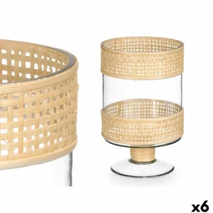 Kerzenschale Gift Decor Durchsichtig natürlich Glas Rattan 15,5 x 24 x 15,5 c - Bild 1 von 3