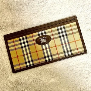 Cartera larga Burberry Billfold Nova Check lona cuero marrón auténtico - Imagen 1 de 8