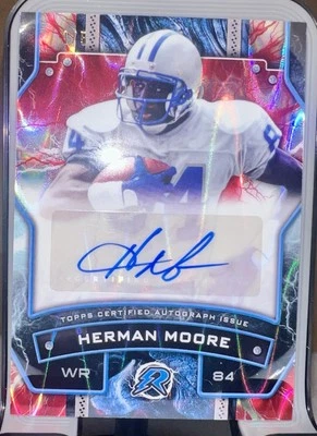 2025 Topps Resurgence -Herman Moore No. RS-HM  Red Power Surge Auto Refractor /5 - Image 1 of 2