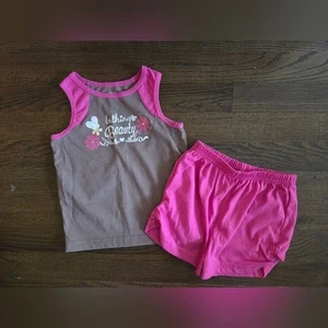 CARTERS Girls 2T Brown/Pink "Bathing Beauty" Tank/Shorts Pajamas - Picture 1 of 6