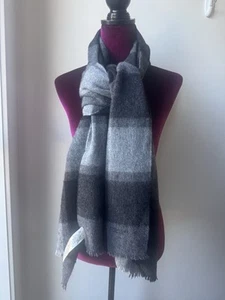 COACH Wool Blend Plaid Scarf Shawl Fringed 72" x 20" - Picture 1 of 10